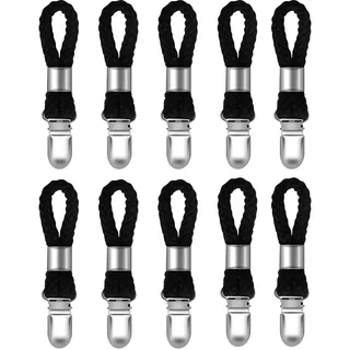 Frypay 10 Stück Handtuch Klammern,aufhänger für handtücher,Geschirrtücher Halter,Haken für Handtücher,Handtuchclips mit Schlaufen,handtuchaufhänger ohne nähen (schwarzer Haken)