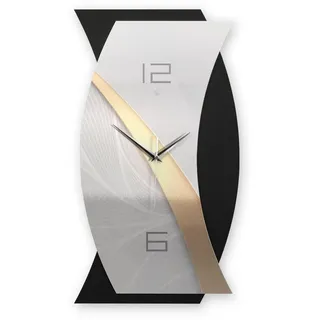 Kreative Feder Wanduhr 3D Designer-WANDUHR Gold & Silver (Funkuhr oder Quarzuhr in modernem Metallic-Look) silberfarben