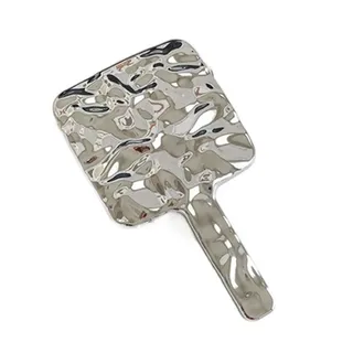 Tischspiegel Einfacher Handgriff-Spiegel-Frauen-Silber-Quadrat-tragbarer Schminkspiegel-Handschminkspiegel-kleiner Spiegel-Silber-Quadrat-Schminkspiegel Einfach und tragbar Schminkspiegel(Groß)