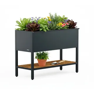 Herstera Garden Metall Deco Hochbeet mit LED Beleuchtung Anthrazit 100x40x80 cm