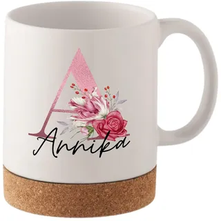 wunderwunsch Tasse Buchstaben Kaffeetasse mit Korkboden, Kaffeebecher als Geschenk für Mutter, Mama, Stiefvater, Papa, Erzieherin, Lehrerein, Freundin, Oma und Opa