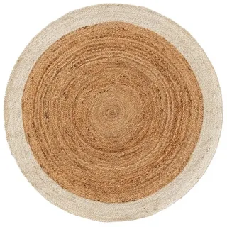 Teppich Jutta, benuta, rund, Höhe: 5 mm, Kunstfaser, Berber, Ethno-Style, Wohnzimmer weiß