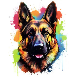 GRAZDesign Wandtattoo Hund Deutscher Schäferhund buntes cooles Wandsticker für Jugendzimmer, Kinderzimmer, Wohnzimmer Wandaufkleber - 52x40cm