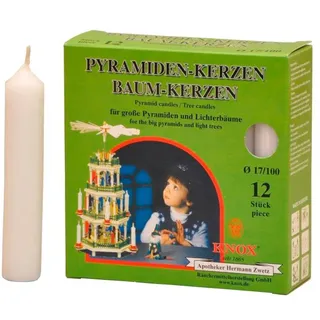Pyramidenkerzen Baumkerzen weiß Durchmesser 17 mm  12 Stück  #29334