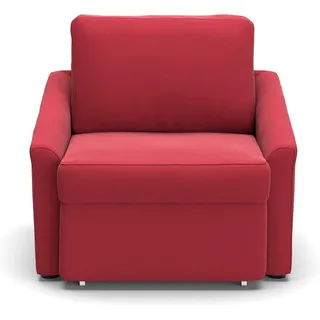 DOMO. collection Sessel Relax, Dauerschläfer, Boxspring Sofa mit Schlaffunktion, Schlafsessel, Gästebett, Schlafsofa 108 x 96 x 86 cm (BxTxH), rot