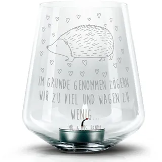 Mr. & Mrs. Panda Windlicht Igel Herzen, Teelichthalter, Transparent, Herz, Teelichthalter, Vertr (Packung), Laterne Gravur Teelicht Liebe