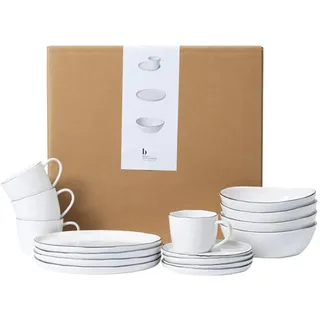 Broste Copenhagen Frühstücksset 12tlg Weiß/Schwarz