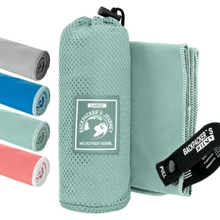Backpacker's Journey Mikrofaser Handtücher in S M L XL. Reisehandtuch Sets leicht, schnelltrocknend, saugfähig und antibakteriell (türkis L)