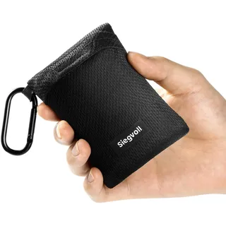 Siegvoll Picknickdecke klein mit praktischem Karabiner, ultraleichte ultradünne tragbare Stranddecke, Outdoor Decke für Picknick, Strand, Camping, Wandern, Fahrrad und Reisen (Schwarz, 2-3 Personen)