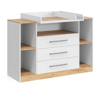 Vicco Wickelkommode Olina, Weiß/Goldkraft Eiche, 138.3 x 93 cm
