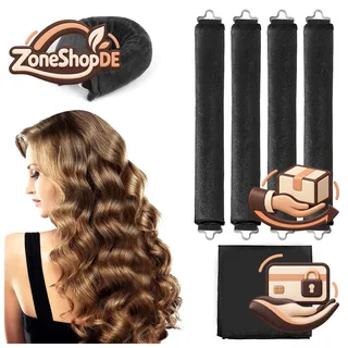 grofis 5 Stück Hitzefreie Lockenwickler, Lockenwickler Über Nacht mit Haken, Heatless Curls Band, Overnight Blowout Locken Ohne Hitze für Lange Medoum und Kurze Haare, Schwarz