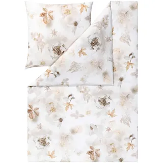 Estella Winter Leaves Floral Baumwolle Beige/Braun 155 x 220 cm + 80 x 80 cm
