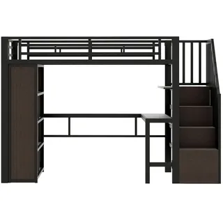 stilvora Hochbett 90 x 200 cm Schwarz