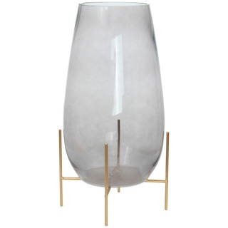 Vase, Grau, Gold, Metall, Glas, bauchig, 25x48.5x25 cm, mundgeblasen, handgemacht, Dekoration, Vasen