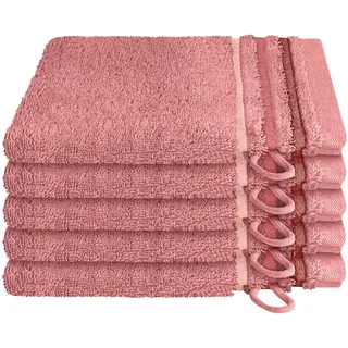 Schiesser Waschhandschuh Skyline Color aus 100 % Baumwolle mit eleganter Streifenbordüre, (5-St), MADE IN GREEN by OEKO-TEX® rosa