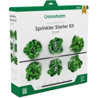 Grimsholm Micro Irrigation Starter Kit - Sprinkler (10 m2) - Bewässerungssystem mit Druckregler und 10 Sprinklerdüsen für Hochbeete und Kleine Gärten