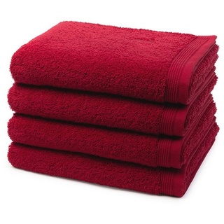 Möve Handtuch Set Superwuschel, Walkfrottee, (Spar-Set, 4-tlg), 4 X Handtuch - im Set - Baumwolle - Extraweiches Handtuch rot