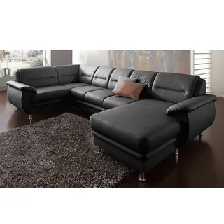 sit&more Wohnlandschaft SIT & MORE "Mailand U-Form, B: 312 cm", schwarz, B:312cm H:85cm T:179cm, NaturLEDER (echtes Rindleder)/Korpus passendes Kunstleder Softlux;Luxus-Microfaser Altara Nubuck (100% Polyester);Kunstleder Softlux;Luxus-Kunstleder, Sofas, 