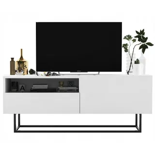 meble lindner TV-Lowboard 120x46x35 cm Weiß Matt/Metall