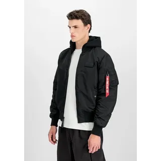 Alpha Industries Bomberjacke MA-1 ZH Back Print Kunstfaser, slim fit schwarz XXL (56/58)