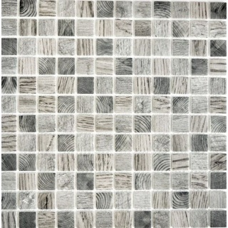 Mosani Mosaikfliesen Glasmosaik Nachhaltiger Wandbelag Recycling Holzstruktur hellgrau