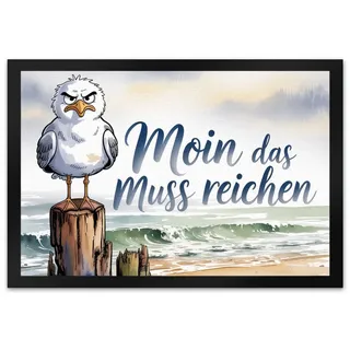 speecheese Fußmatte Möwe Aquarell Moin Spruch Fußmatte XL in 40x60 cm für Nordseefans 40 cm