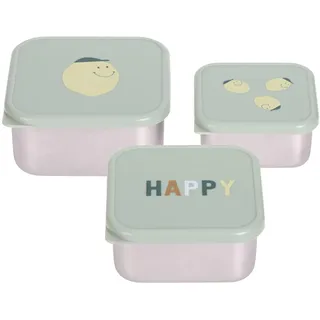 Lässig Snackbox Kinder 3er Set) Edelstahl Happy Fruits Lemon