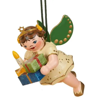 Hubrig Baumbehang Engel mit Weihnachtsgeschenken, Höhe: etwa 6cm, Erzgebirge