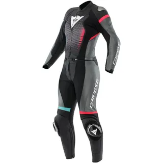 Dainese Fulminea Damen 2-Teiler Motorrad Lederkombi, schwarz/hellblau/pink, 46 - 46