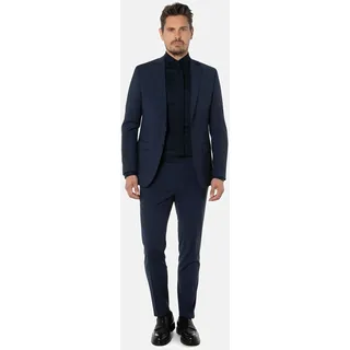 Anzug THOMAS GOODWIN "Anzug", Herren, Gr. 56, Normalgrößen, blau (navy), 52% Polyester, 43% Wolle, 5% Elasthan, unifarben, slim fit, Anzüge, im Slim-Fit, 10103-0-20707