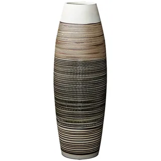 fanquare Große Bodenvase mit Braunen und Schwarzen Streifen, Handgefertigte Dekorative Keramik Blumenvase, Höhe 50cm