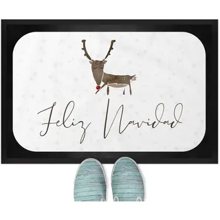 JUNIWORDS Fußmatte, Feliz Navidad Hirsch, 60 x 40 cm, mit Gummirand (1003973)