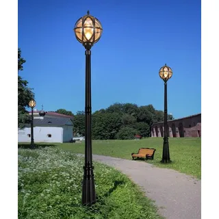 Außen Rund Straßenleuchte Wasserdichte IP65 Pfostenlampe H210CM Mastlampe Ourdoor Schwarz Aluminium Und Glas Robust Gartenlampe Rasen Villa Landschaft Standleuchte
