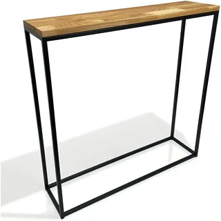 Schmaler Konsolentisch Schmal Beistelltisch, Flurtisch, Kleiner Ausstellungstisch, Sofatisch für kleinen Raum, für Eingang Flur Schwarz metall holz eiche industrial LOFT design (80x80x20 ein Regal)