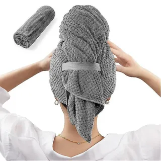 Großes Mikrofaser-haarhandtuch, Ideal Für Frauen. Anti-frizz-handtuch Mit Gummizug Für Schnelles Haaretrocknen. Ultraweicher Haarturban.