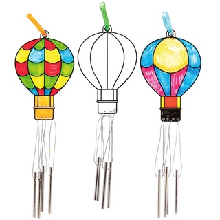 Baker Ross AT677 Sonnenfänger im Heißluftballon-Design, Farbiges Windspiel, 4 Stück, Buntglaseffekt für Kinder zum Basteln und Präsentieren