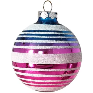 Schatzhauser Weihnachtsbaumkugel Christbaumkugel Ringe blau/pink Ø8cm (1 St), Made in Germany blau|rosa