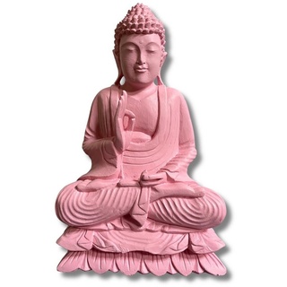 Asien LifeStyle Buddhafigur Holz Buddha Figur lehrende Geste 40cm groß rosa