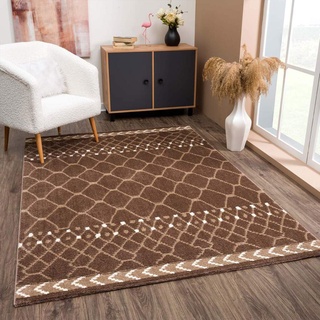 Teppich CARPET CITY "April 2312" Teppiche Gr. B/L: 200 cm x 290 cm, 10 mm, 1 St., braun Esszimmerteppiche Boho-Teppich, besonders weich, Hochflor