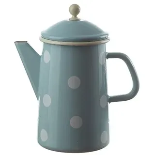 "Münder Emaille - Kaffeekanne, Teekanne - 1,6 Liter - Hellblau mit weißen Punkten - nostalgisch"