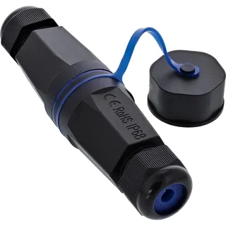 InLine Kabelverbinder Leergehäuse RJ45 Keystone IP68 wasserdicht für Netzwerkkabel 1,5-8 mm mit Deckel M23 Verschraubung