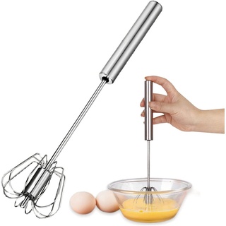 Schneebesen aus Edelstahl Halbautomatischer Handschneebesen Handmixer ohne Strom Mini Schneebesen für Küche Quirl Küchengerät