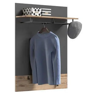 möbelvita Kompaktgarderobe Forge Paneel B/H/T 90x117x25 in Nox Oak und Basalt grau