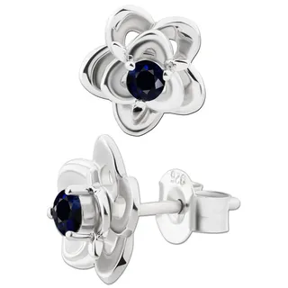 Limana Paar Ohrstecker echter Saphir Edelstein Blume 925 Silber blaue Ohrringe für jeden Tag (inkl. Geschenkdose, Weihnachtsgeschenk Echtschmuck), Schmuck Geschenk für Frauen Damen Ehefrau Freundin Mutter Oma Tante blau