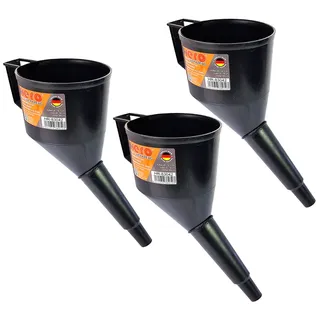 3x Trichter Öltrichter Einfülltrichter stabil Abgewinkelter Kunststoff Sieb HERO