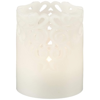 LED Kerze Clary von Star Trading, Kerzenlicht warmweiß mit Timer, batteriebetriebene Weihnachtsdeko für innen aus Wachs in Weiß, Höhe: 10 cm