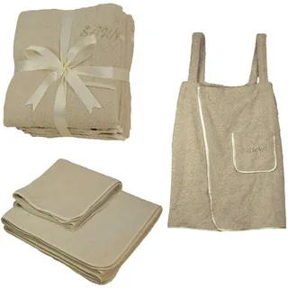 EXKLUSIV HEIMTEXTIL Sauna Set 3-tlg. beige
