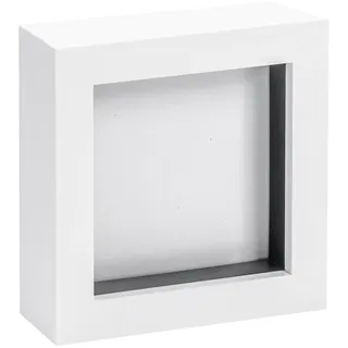 Nicola Spring 3D-Schattenbox-Fotorahmen – 10 x 10 cm (4 x 4 Zoll) – 1 Stück – weißer 3D-Fotorahmen, Bilderrahmen-Box, kleine quadratische Vitrine für Kunsthandwerk, Andenken