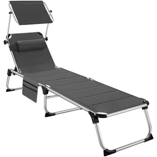 Tectake Sonnenliege 200 x 61 x 115 cm Grau