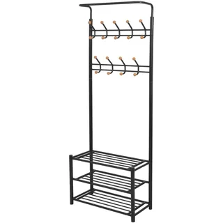 vidaXL Garderobenständer mit Schuhablage 68 x 32 x 182,5 cm Schwarz